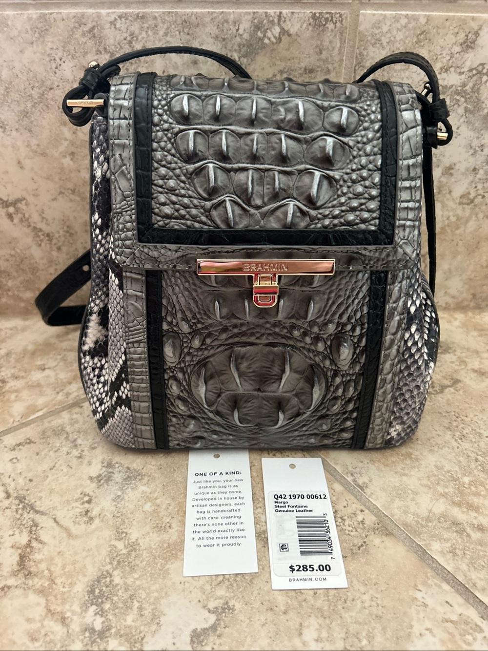 Rare Brahmin Steel Fontaine Margo Black Gray Bag